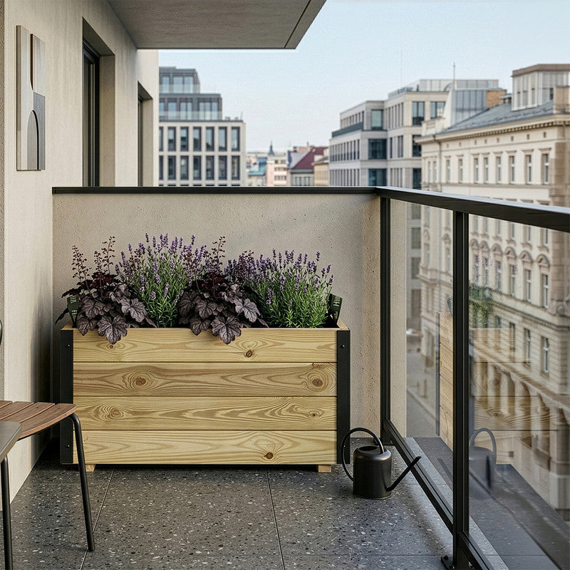Jardinera Exterior De Madera Con Refuerzo De Aluminio Ghio Al Hortalia 80x40x40 Cm_1