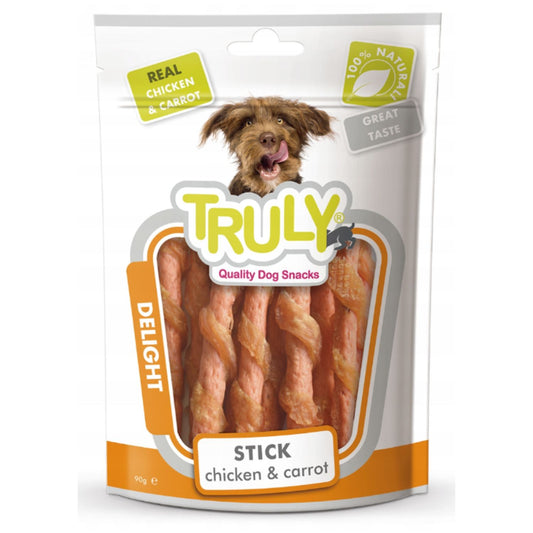 Snack Para Perro Palito De Pollo Con Zanahoria Truly 12 Bolsas X 90gr_0