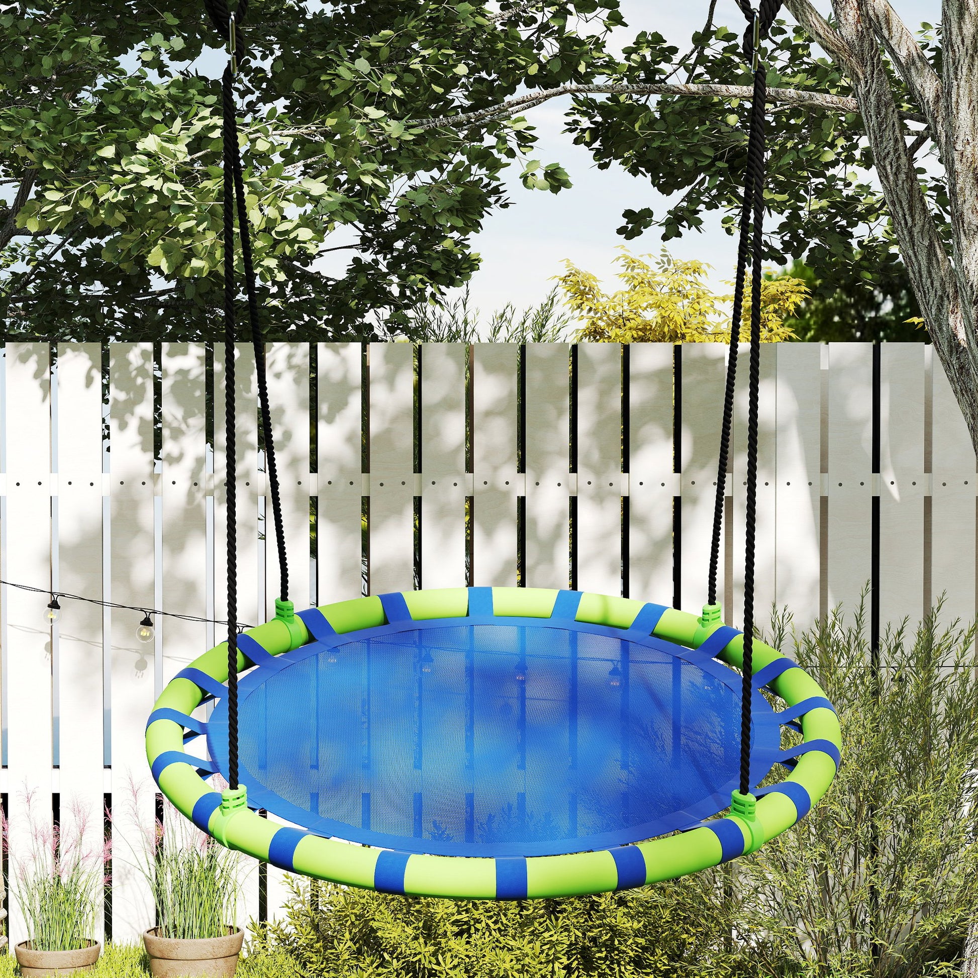 Aiyaplay Columpio Para Niños Redondo Ajustable Ø100x180 Cm Azul Y Verde_4