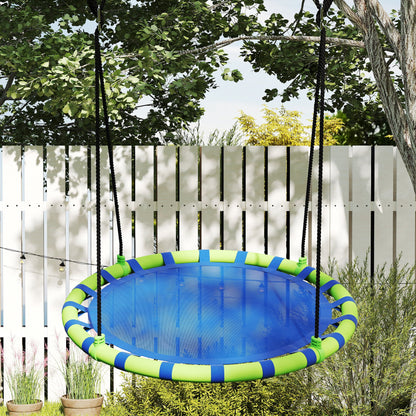 Aiyaplay Columpio Para Niños Redondo Ajustable Ø100x180 Cm Azul Y Verde_4
