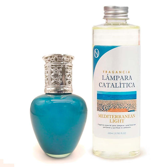 Lámpara Catalítica Aqua Marina + Fragancia Aroma Mediterranean Light 200ml - Elimina Olores Y Mejora La Calidad Del Aire_0