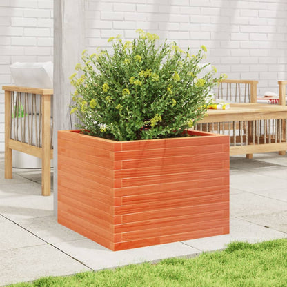 Jardinera De Madera Maciza De Pino Marrón Cera 60x60x45,5 Cm_2