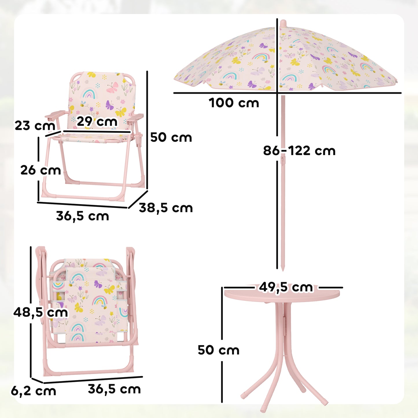 Aiyaplay Conjunto De Mesa Y Sillas Infantil De Jardín De 4 Piezas Rosa_2