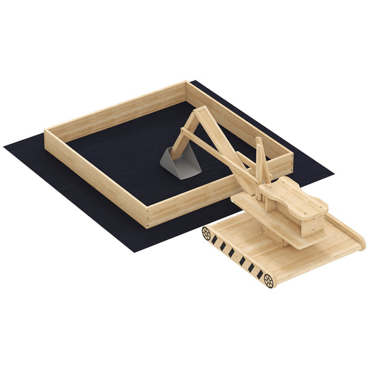 Aiyaplay Arenero Para Niños De Madera Con Excavadora Asiento Giratorio Natural_0