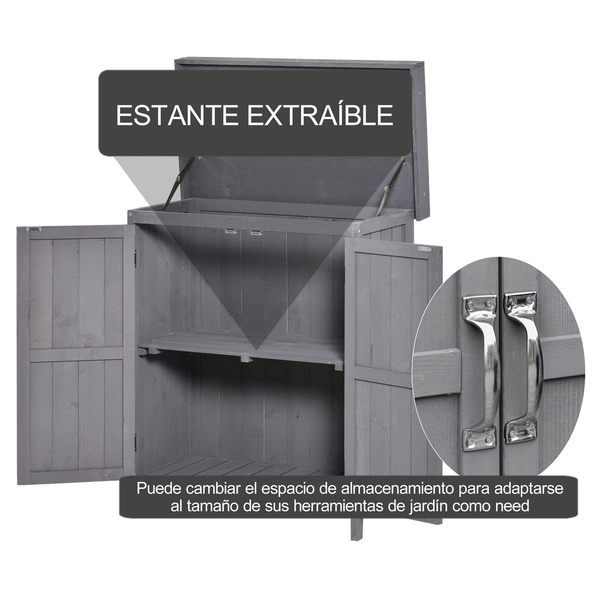 Outsunny Armario De Jardín De Madera Con 2 Puertas Techo Asfáltico 74x43x88 Cm_5