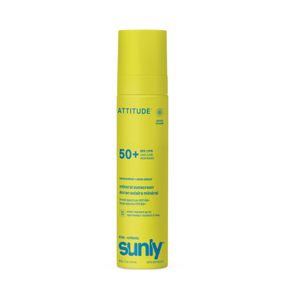 Mineral sunscreen Spray Face &amp; Body Kids SPF 50 unscented Attitude Sunly 75 ml