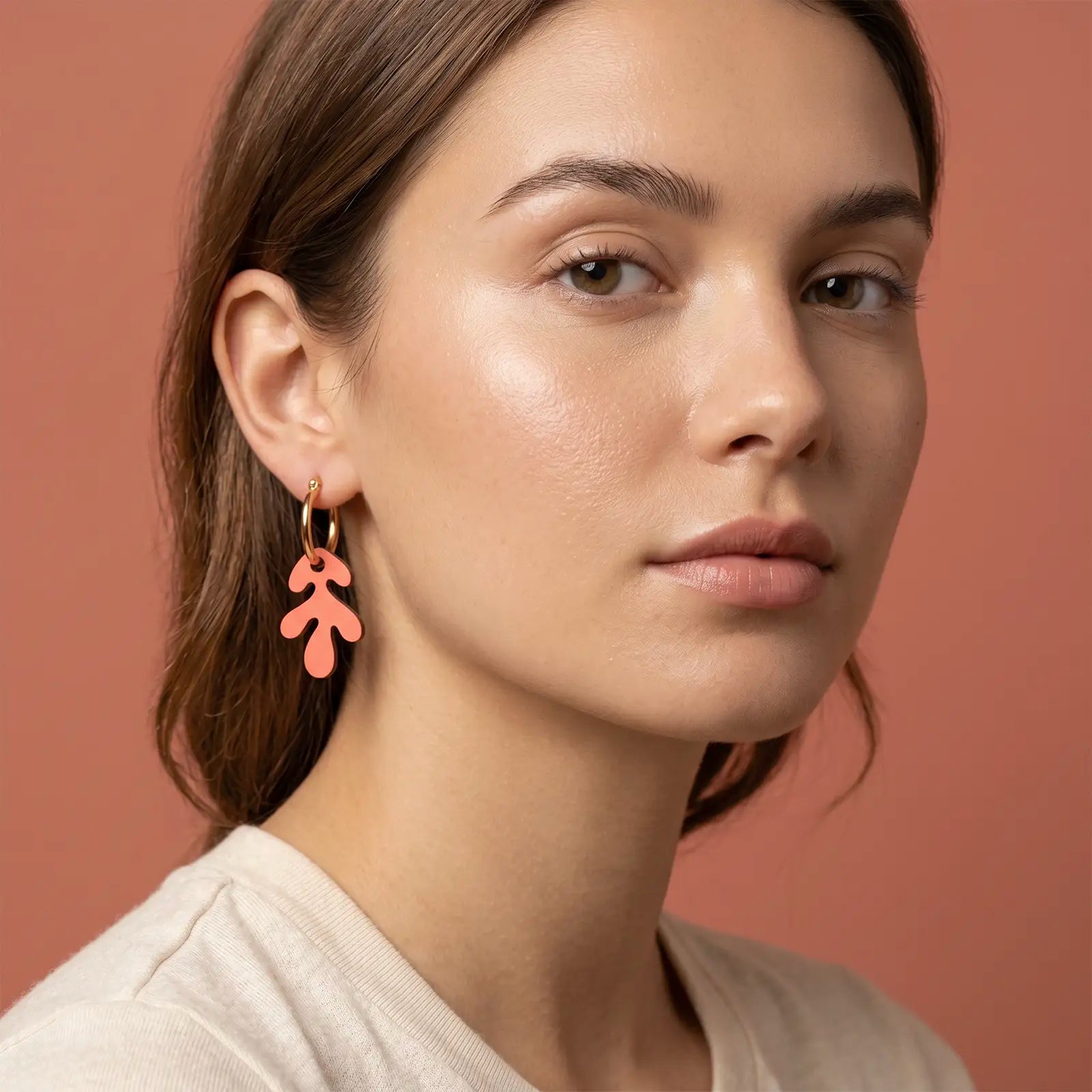 Pendientes Coral - Aro de Acero Quirúrgico y Bañado en Oro de 18k - Nature Vibes_4