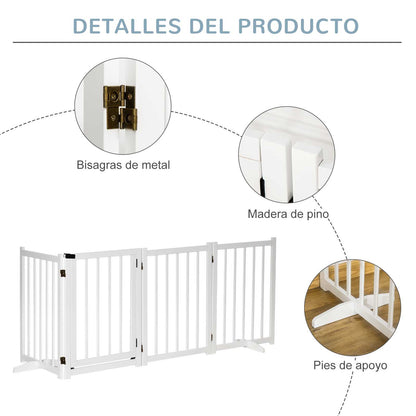 Pawhut Barrera Para Perros Plegable De 4 Paneles Con Puerta 237,5x36x80cm Blanco_5