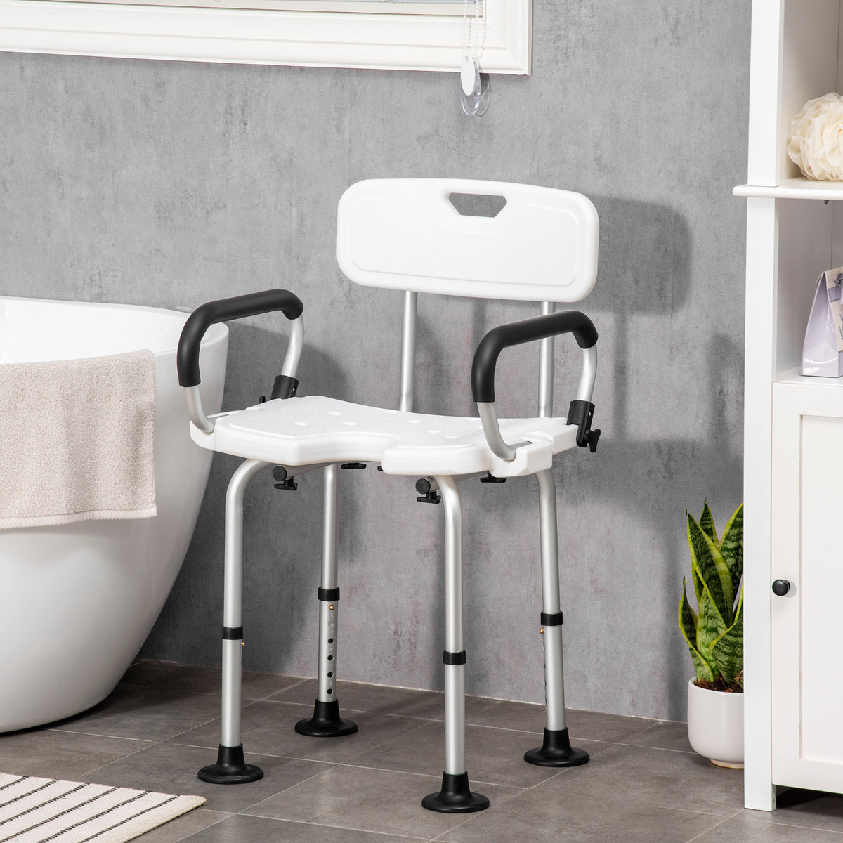 Homcom Silla Ducha Personas Mayores Antideslizante Con Altura Ajustable_3