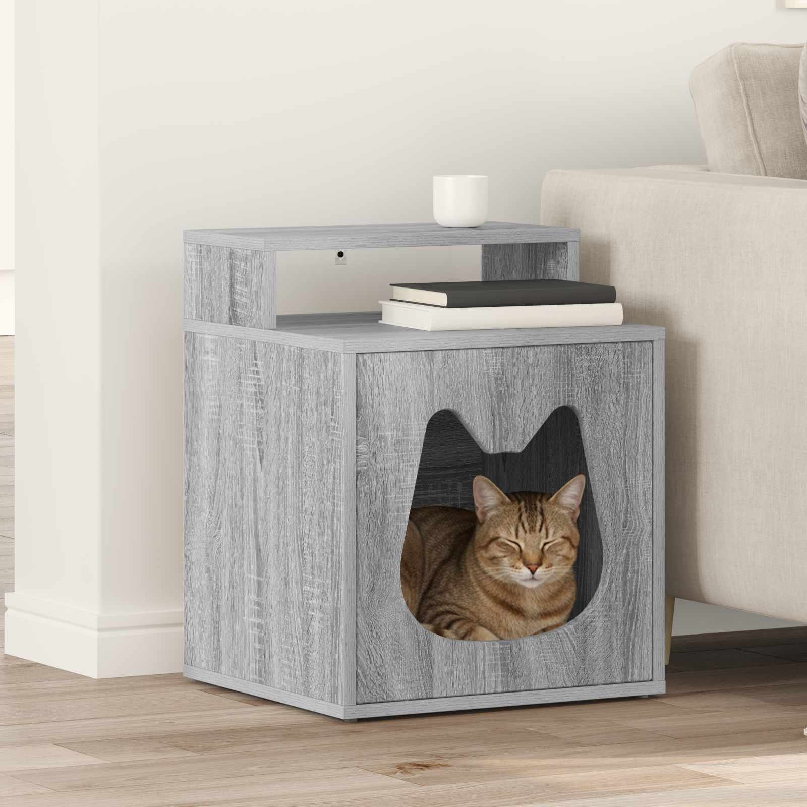 Casa Para Gatos Gris Sonoma 42,5 X 40 X 53,5 Cm_1
