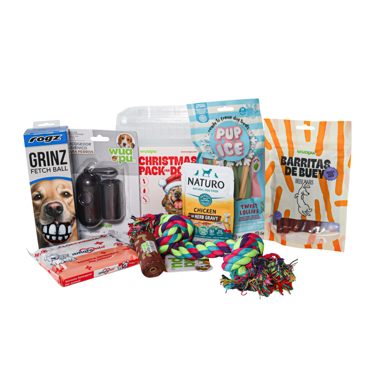 Christmas Pack Para Perro De Wuapu Con Snacks, Juguetes Y Alimento Húmedo_0