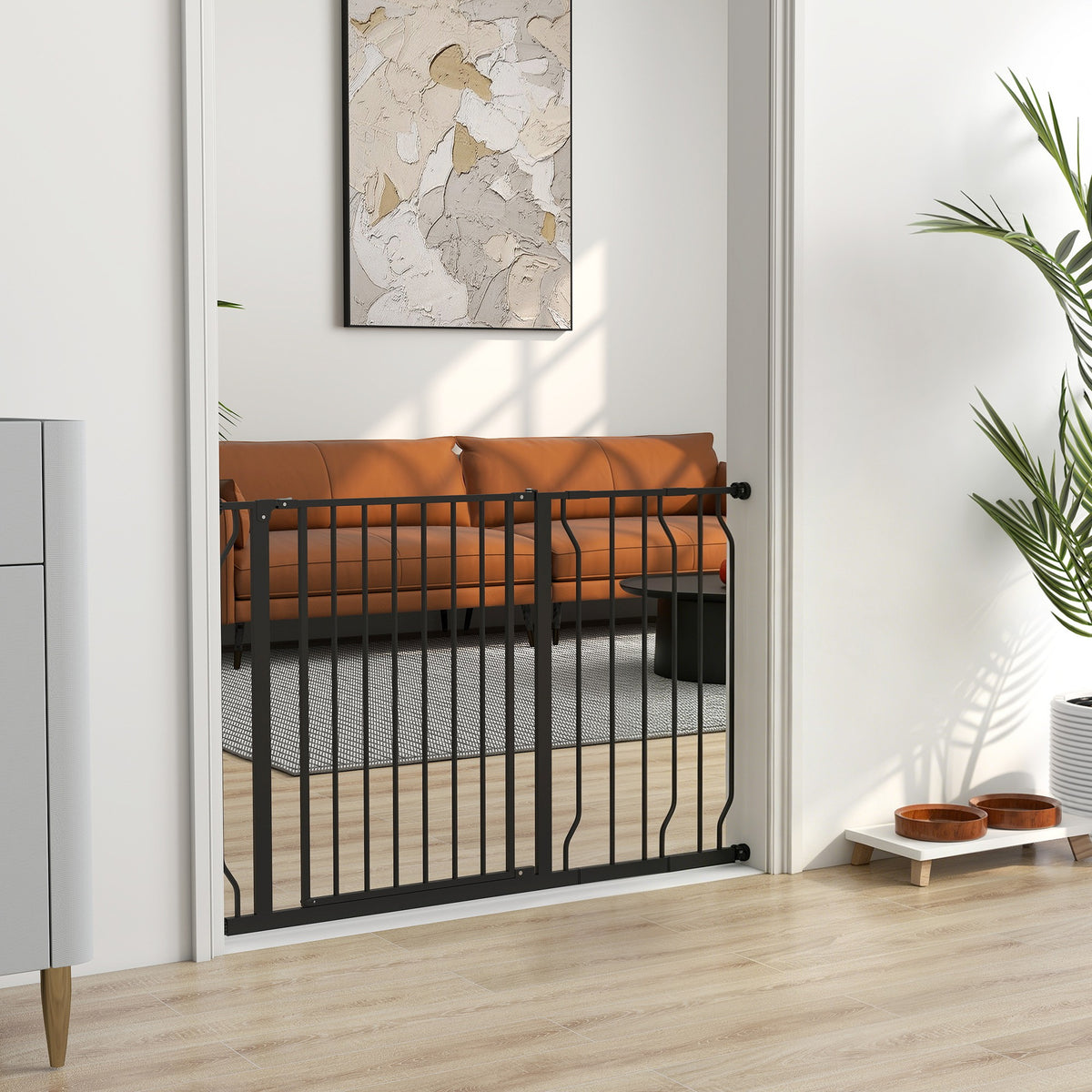 Pawhut Barrera De Seguridad Extensible Con 2 Extensiones 75-115x76 Cm Negro_1