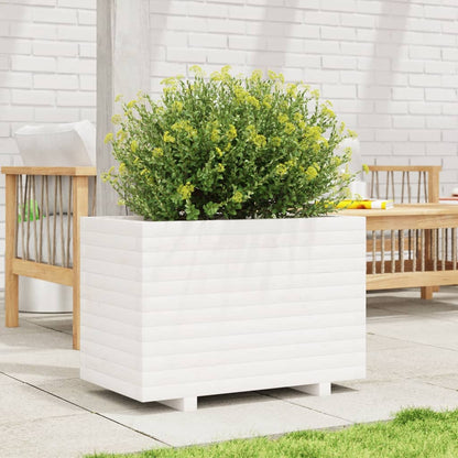 Jardinera Madera Maciza De Pino Blanco 70x40x49,5 Cm_2