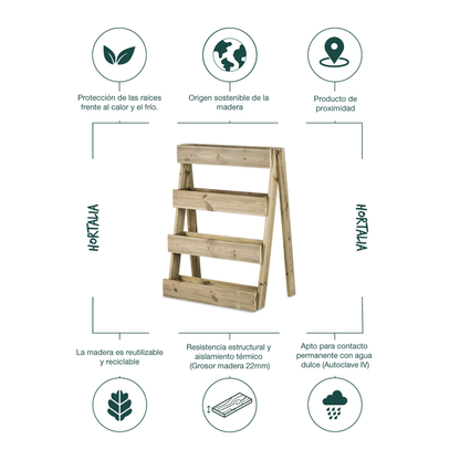 Jardinera Vertical Madera Tratada Exterior Stand Line Island KD 4B Hortalia_4