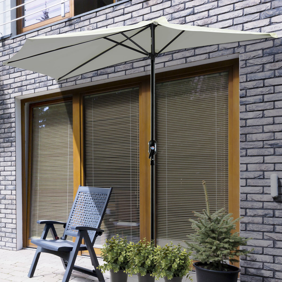 Outsunny Sombrilla Parasol Jardín Con Manivela Semicircular Exterior 269x138x236_1