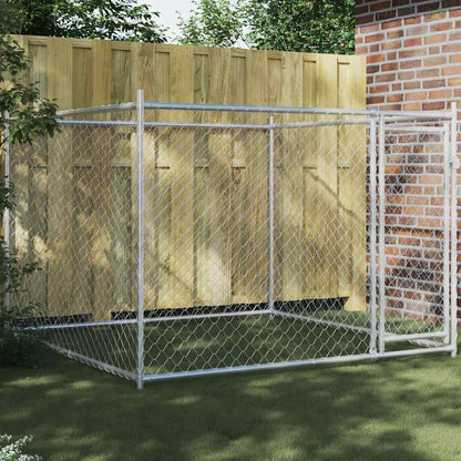 Jaula De Perros Con Puerta Acero Galvanizado Gris 2x2x1,5 M_1