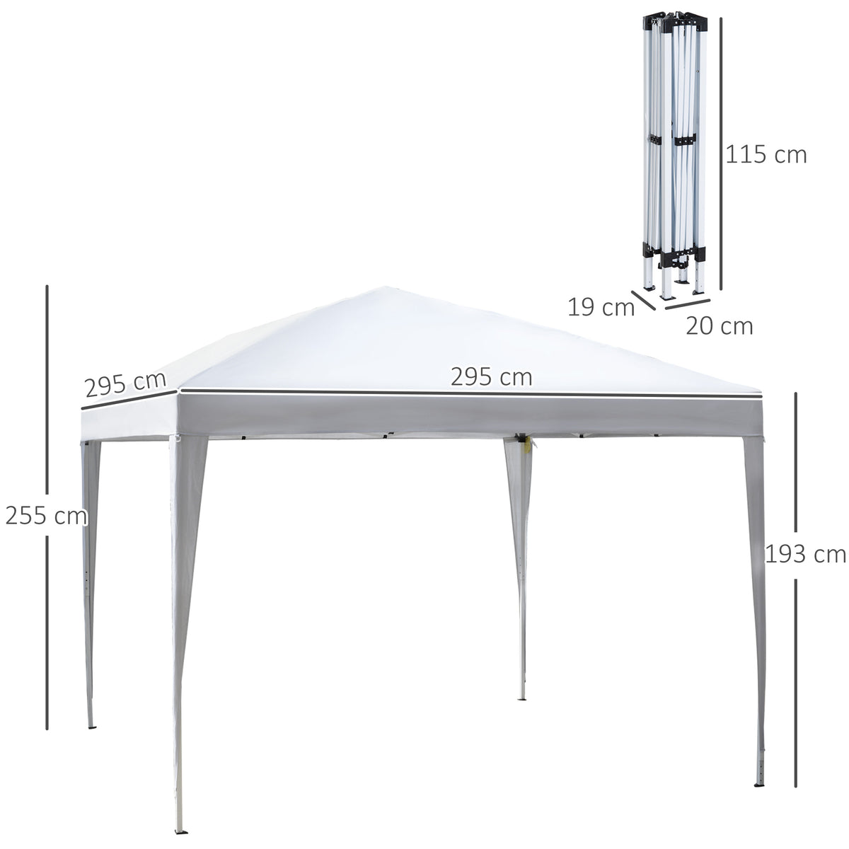 Outsunny Carpa Plegable 3x3 M Con Bolsa Altura Ajustable Blanco Plata_2