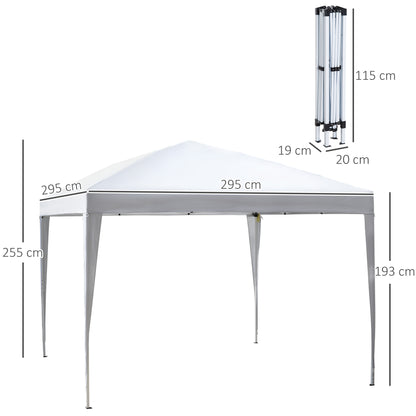 Outsunny Carpa Plegable 3x3 M Con Bolsa Altura Ajustable Blanco Plata_2