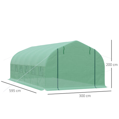 Homcom Invernadero De Túnel 595x300x200 Cm Con 12 Ventanas Y Puerta Enrollable_2