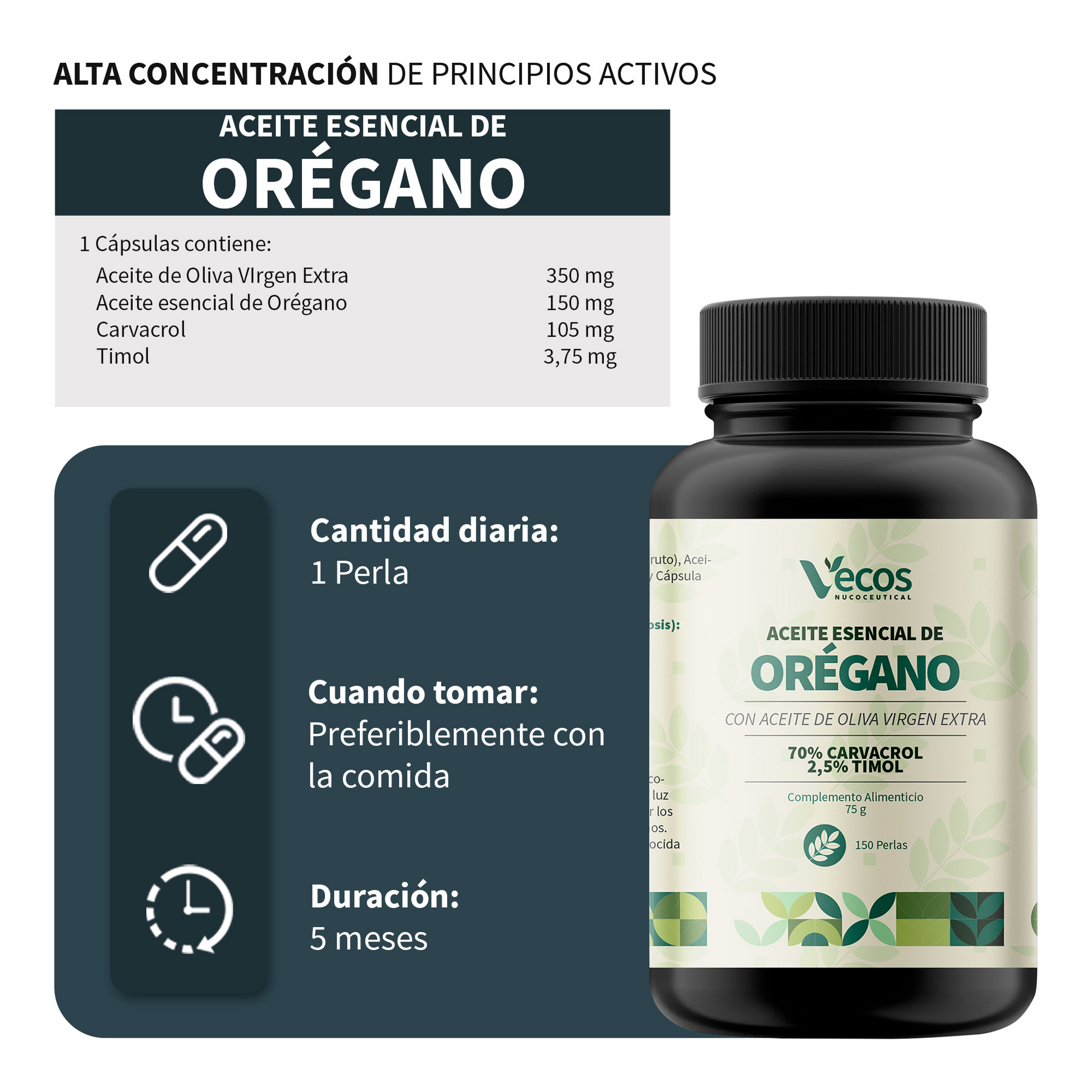 Aceite Esencial De Orégano Vecos 150 Perlas | Bienestar Digestivo E Intestinal | 150 Mg Con Carvacrol_2