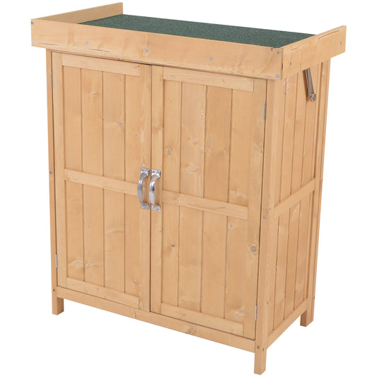 Caseta De Jardín Madera Con 2 Puertas Outsunny 74x43x88 Cm Natural_0