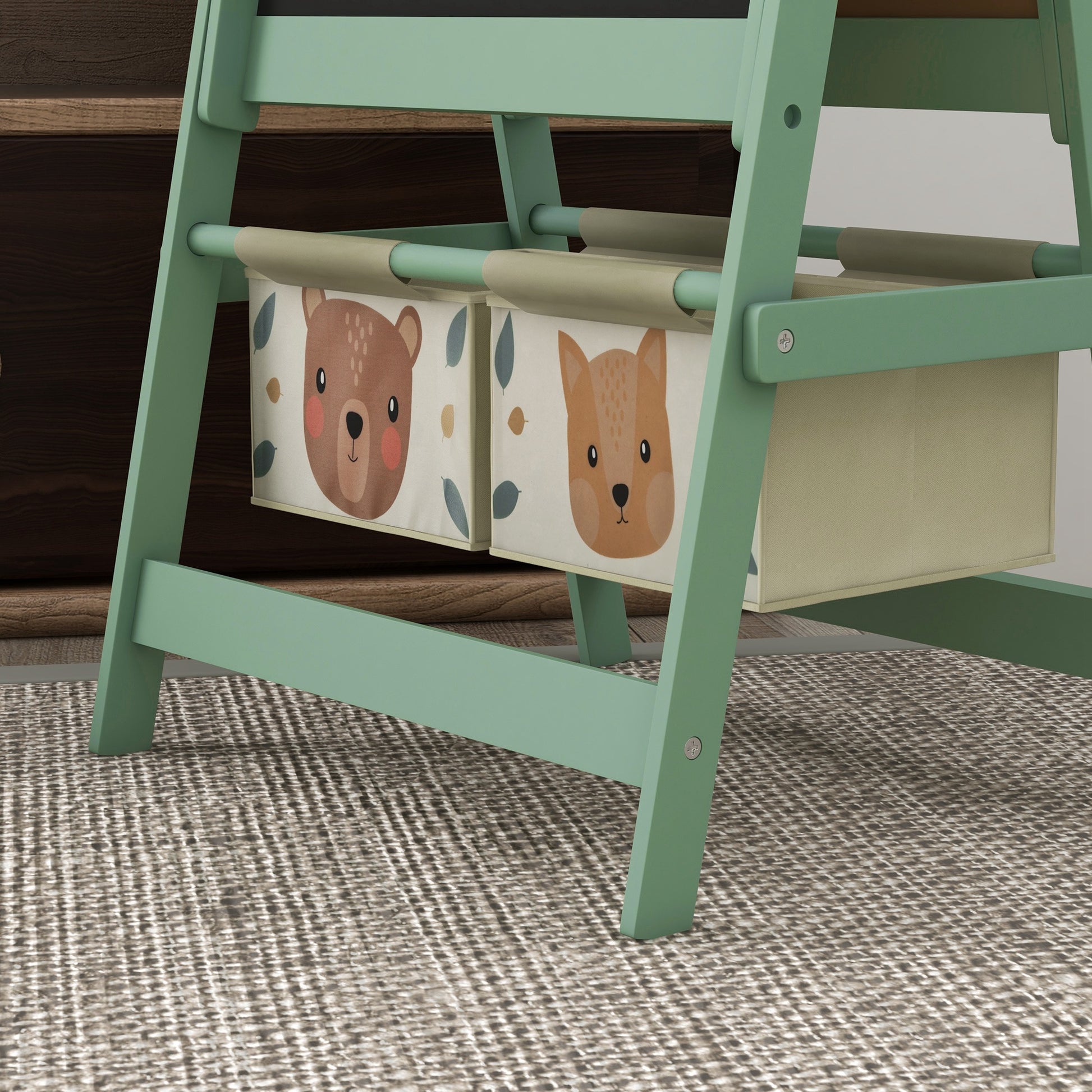 Aiyaplay Caballete Para Niños 3 En 1 Doble Cara Rollo Papel 54x46,5x93 Cm Verde_3