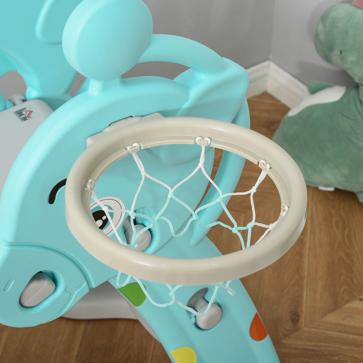 Homcom Tobogán Para Niños +18 Meses Plegable Con Canasta De Baloncesto Modelo_3