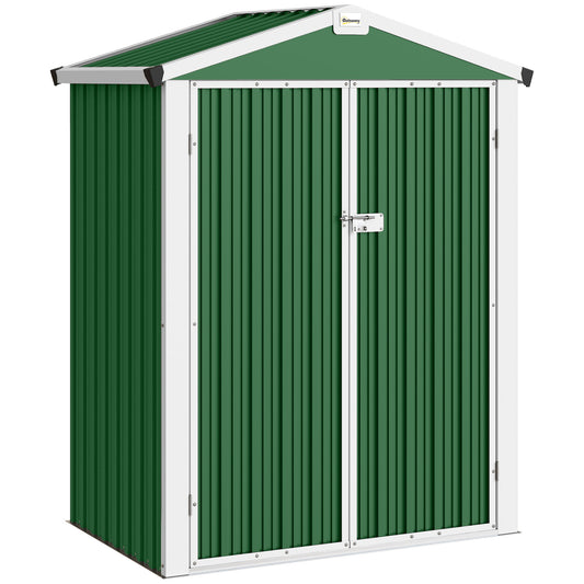 Caseta De Jardín Outsunny Acero Galvanizado Verde 133x87x178 Cm_0