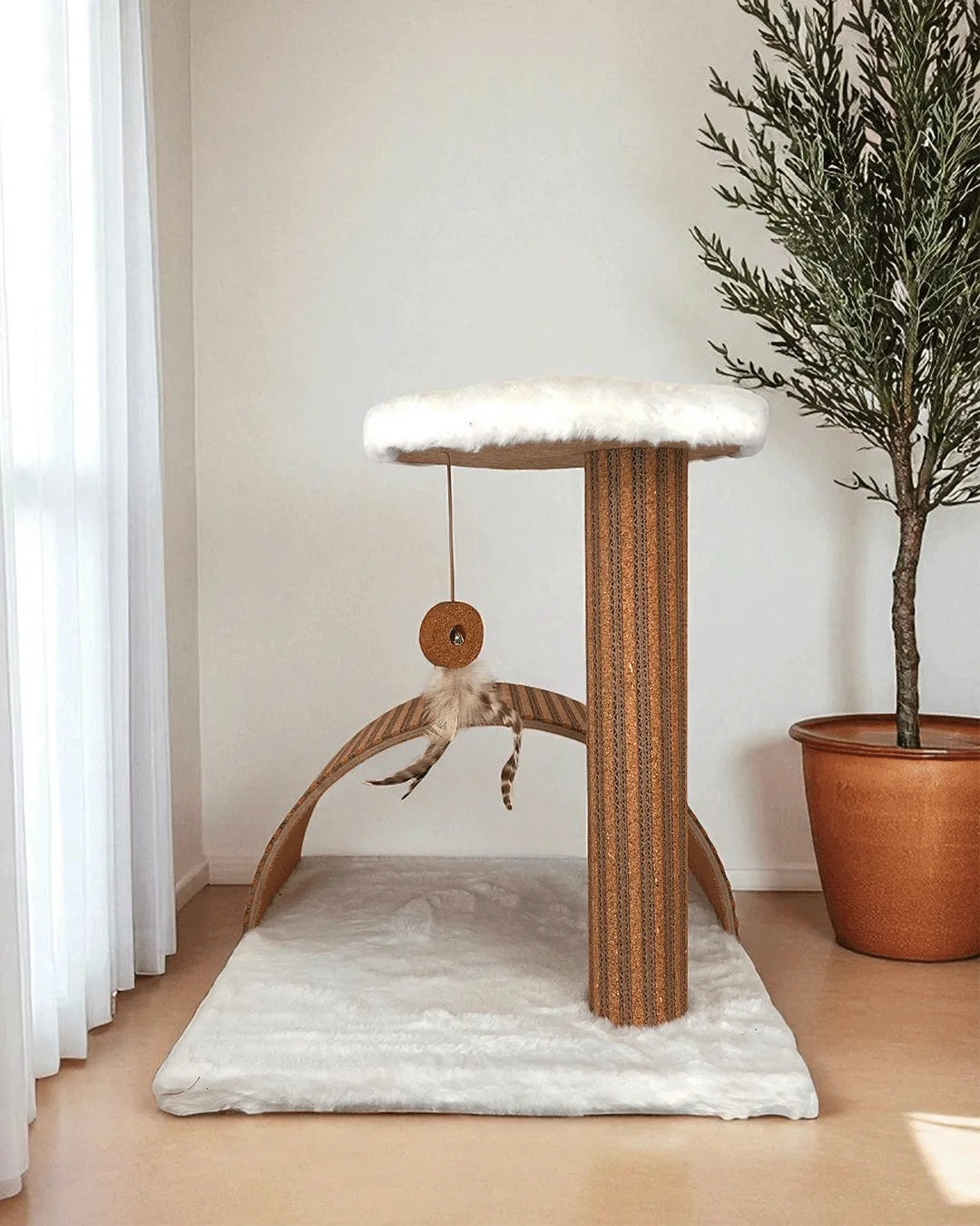 Poste Interactivo Para Gatos Estela Con Superficie De Corcho Natural Y Diseño Desmontable Althea Living 45x42x43cm_4