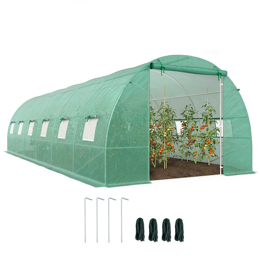 Invernadero De Túnel Jardín Con 12 Ventanas Outsunny 8x3x2m Verde_0