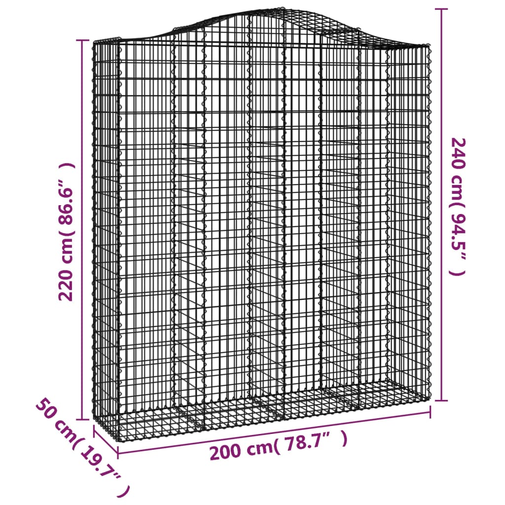 Cestas De Gaviones 8 Uds Forma De Arco Hierro 200x50x220/240 Cm_5