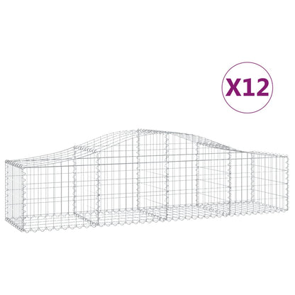 Cestas De Gaviones 12 Uds Forma De Arco Hierro 200x50x40/60 Cm_0