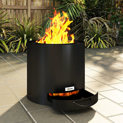Outsunny Brasero Exterior Redondo Ø45x42 Cm De Acero Con Atizador Y Bandeja_4