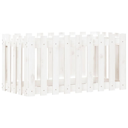 Arriate Elevado Jardín Con Valla Madera Pino Blanco 100x50x50cm_3