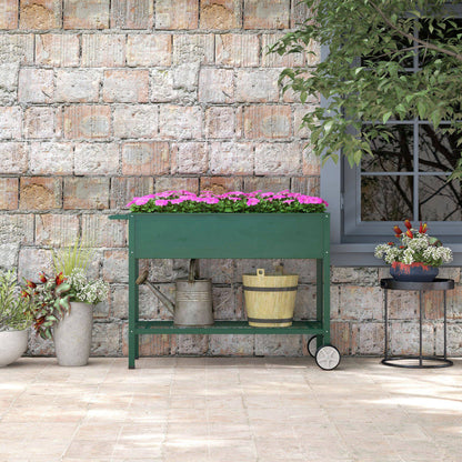 Outsunny Mesa De Cultivo 109x44x80 Cm Con 2 Ruedas Estante Y Asa Verde_3