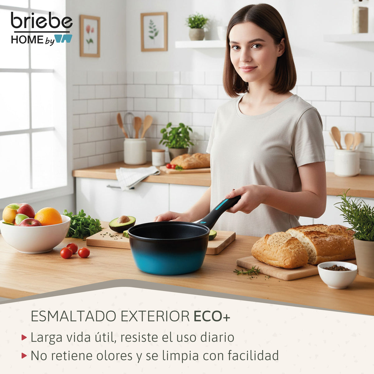 Briebe Cazo Inducción Acero Forjado 16cm Antiadherente Sin Pfoa, Todas Cocinas Fabricada En España, Mare, Azul_4