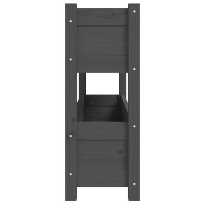 Jardinera De Madera Maciza De Pino Gris 112x25x66 Cm_5
