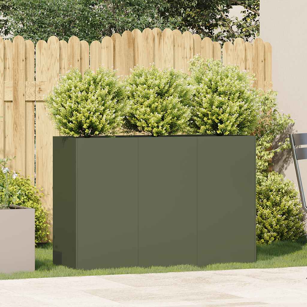 Jardinera De Acero Laminado En Frío Verde Oliva 120x40x80 Cm_2