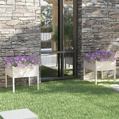 Jardineras 2 Uds Madera Maciza De Pino Blanco 70x70x70 Cm_1