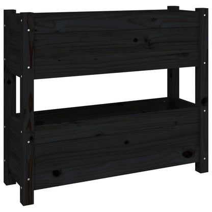 Jardinera De Madera Maciza De Pino Negro 77x25x66 Cm_0