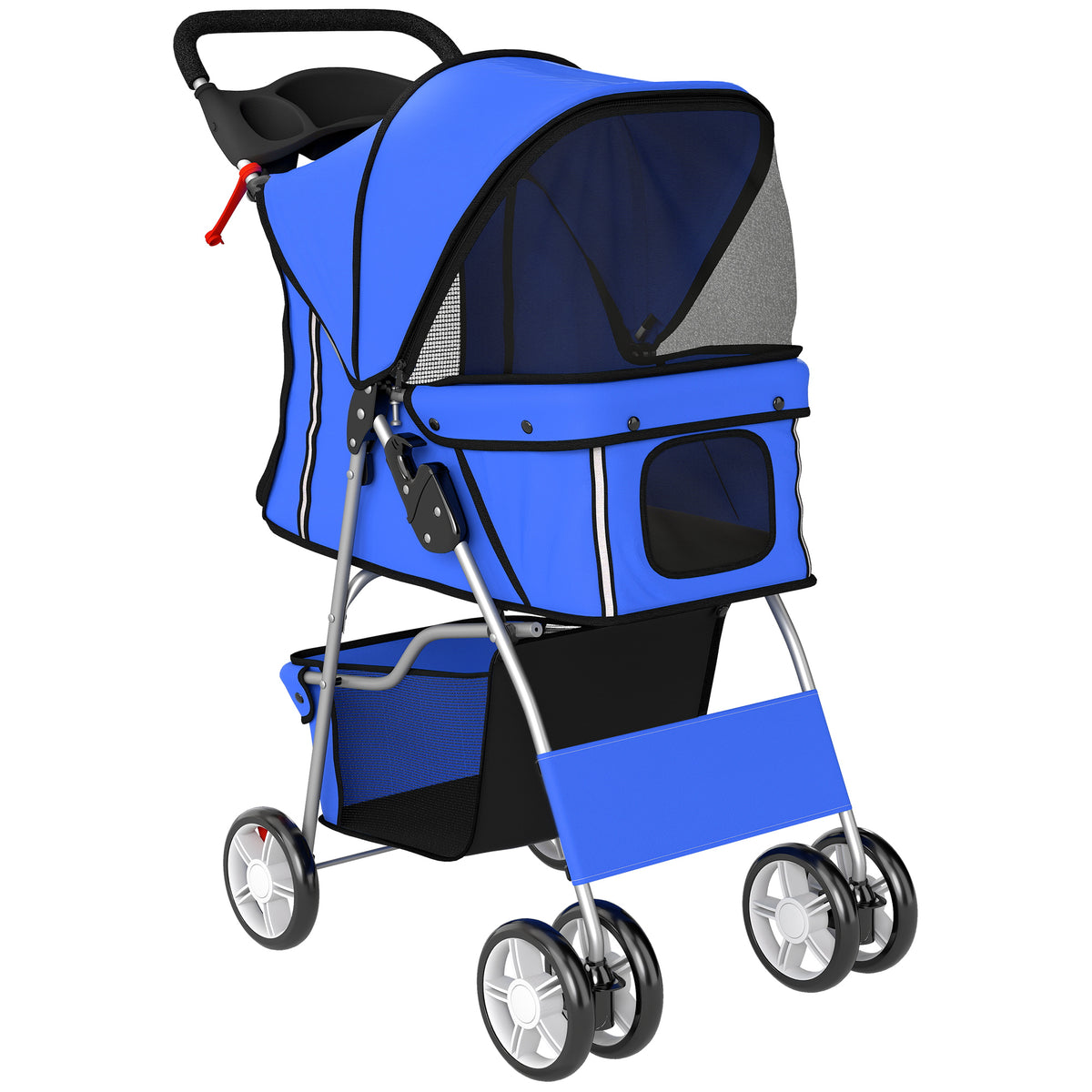 Pawhut Carrito Para Perros Plegable Con Cesta De Almacenaje 77x44x102 Cm Azul_1