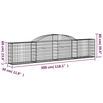 Cestas De Gaviones 20 Uds Forma De Arco Hierro 300x30x60/80 Cm_5