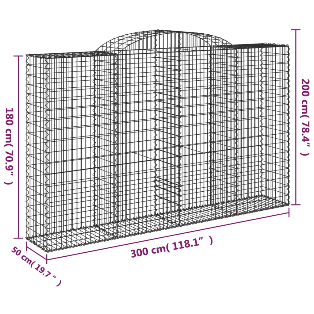 Cestas De Gaviones 4 Uds Forma De Arco Hierro 300x50x180/200 Cm_5