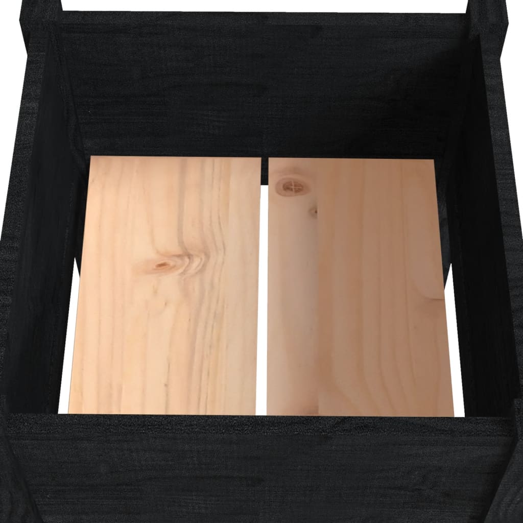 Jardinera De Madera Maciza De Pino Negro 50x50x70 Cm_4