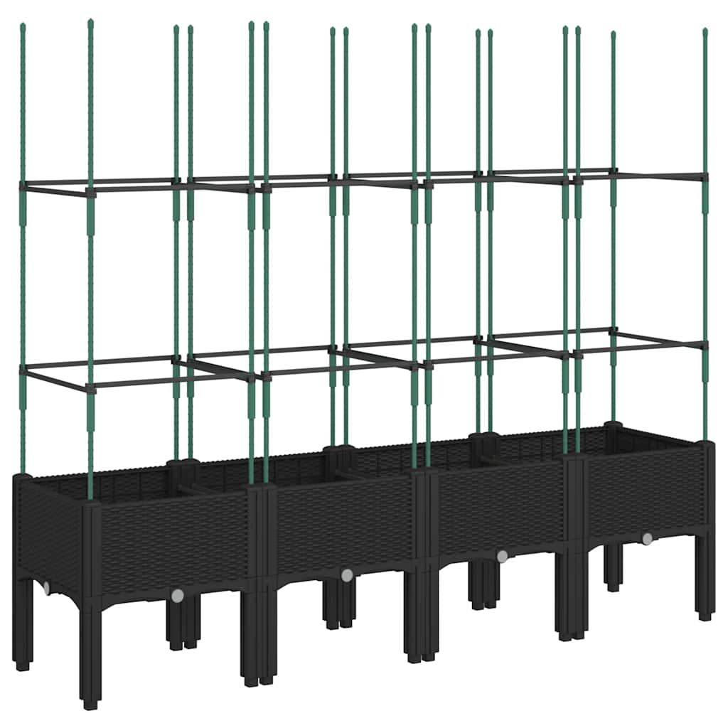 Jardinera Con Enrejado Pp Negro 160x40x142,5 Cm_4