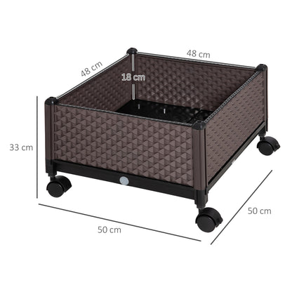 Outsunny Jardinera De Plástico Con Ruedas Para Cultivo De Plantas 50x50x33 Cm_2