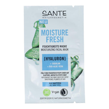 Mascarilla fresh hidratación ácido hialurónico &amp; aloe, Sante 2 x 4 ml