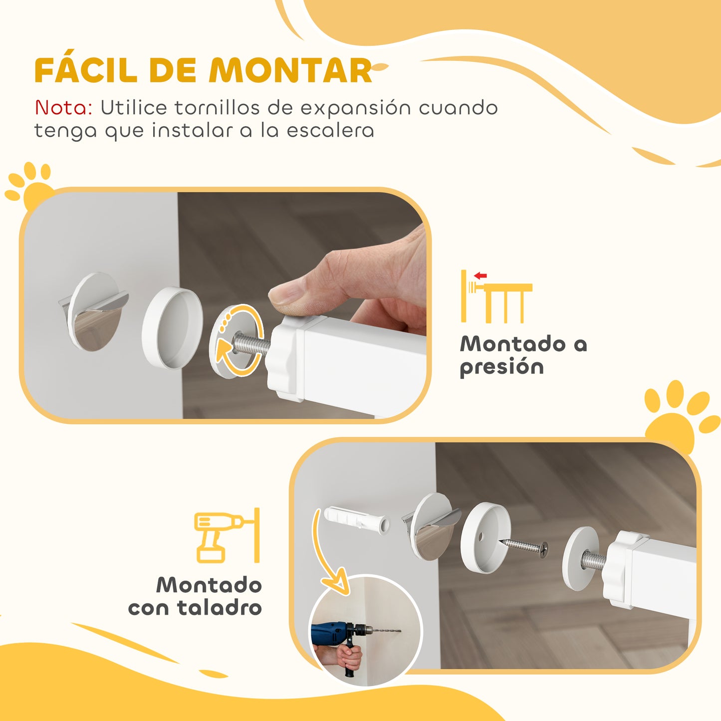 Pawhut Barrera De Seguridad De Perros Para Escaleras 75-145 Cm Con 3 Extensiones_5