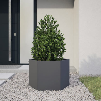 Jardinera Hexagonal Acero Gris Antracita 69x60x45 Cm_1