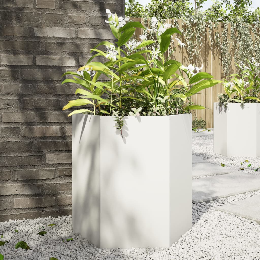 Jardinera Hexagonal Acero Blanco 46x40x45 Cm_1